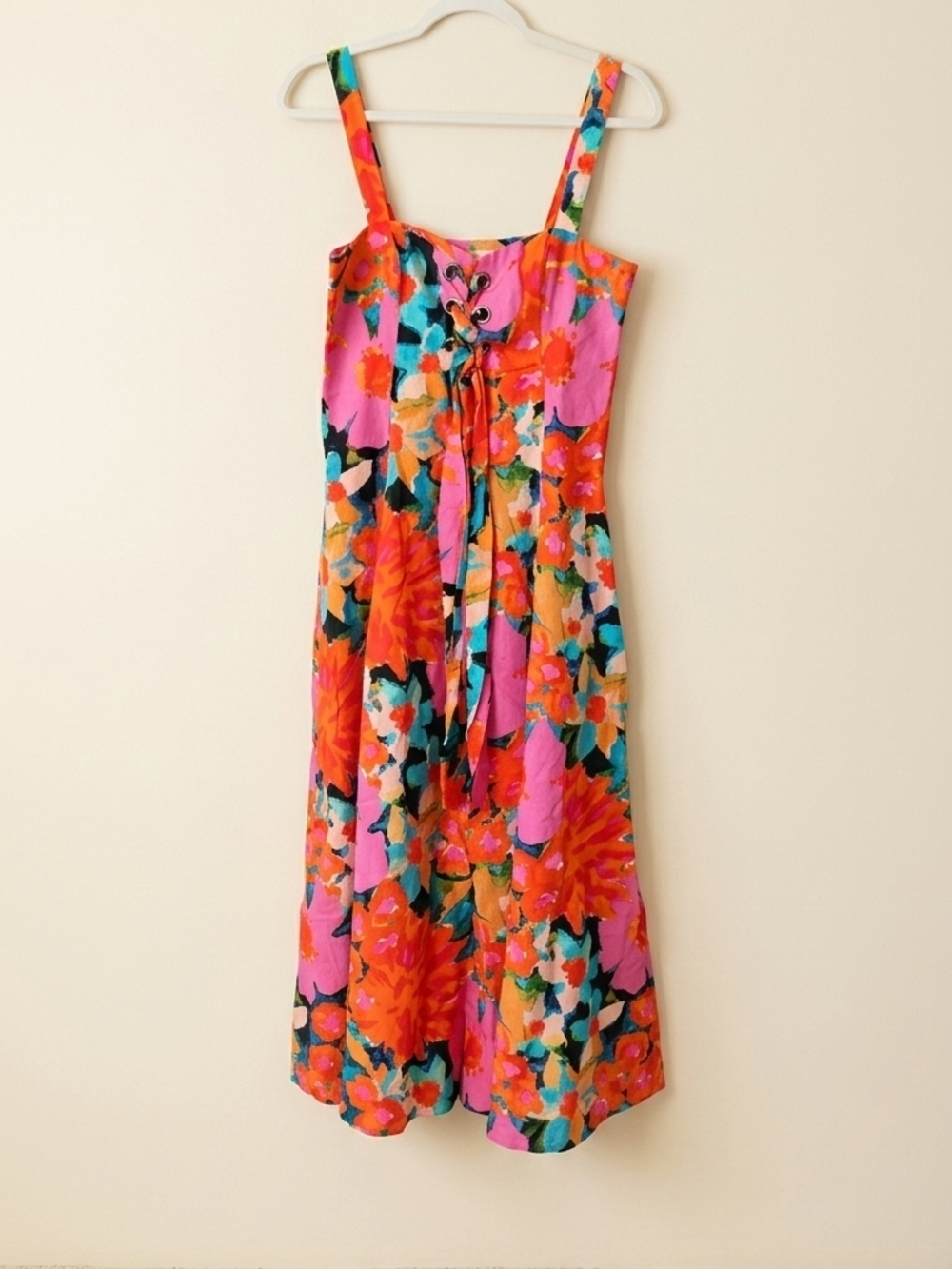 Mara Hoffman Vibrant Floral Tie-Front Sundress - Pink & Orange Mara Hoffman
